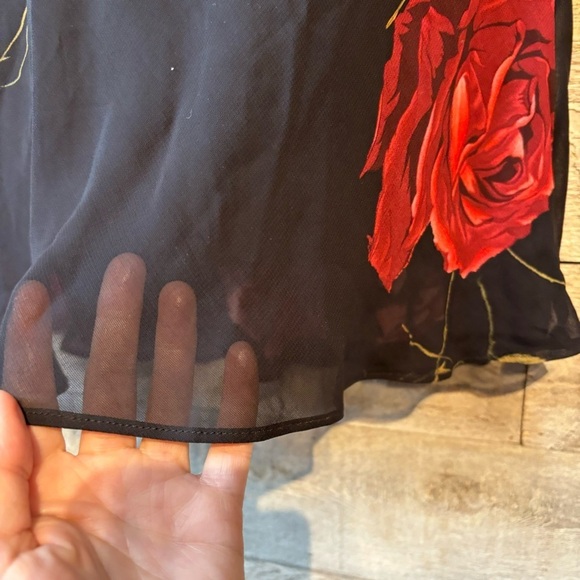 Vintage Mica women’s retro 90’s black floral pullover midi  dress in size 14‎ - Picture 5 of 9